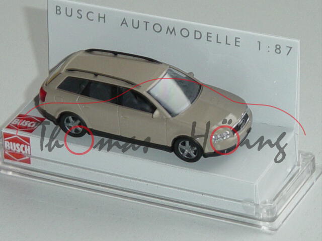 Audi A4 Avant, Mj. 02, hell-graubeige, Busch, 1:87, PC-Box