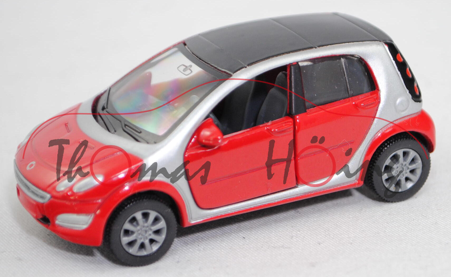 00000 smart forfour 1.5 passion (W 454, Modell 2004-2006), hell-signalrot/weißaluminiummetallic, SIKU SUPER, 1:55