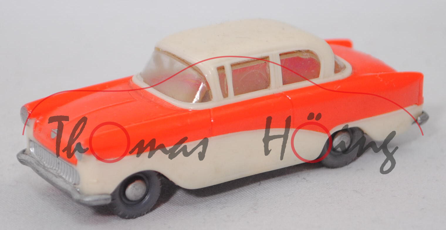 00000 Opel Rekord 1500 (Modell 1957-1959), hellelfenbein / dunkel-leuchtorange, Siku Plastik 1:60