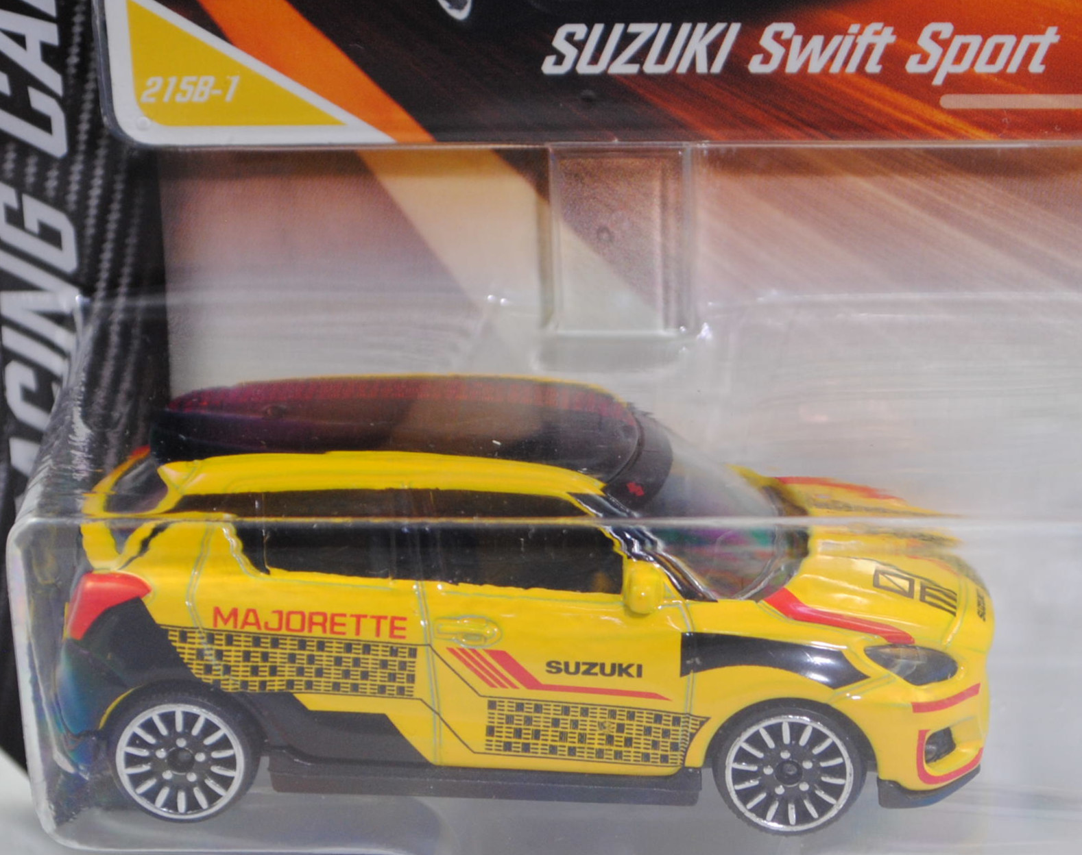 Suzuki Swift Sport (6. Gen., Typ AZ, Modell 2018-2020), verkehrsgelb, Nr. 215B-1, majorette, 1:56, Blister