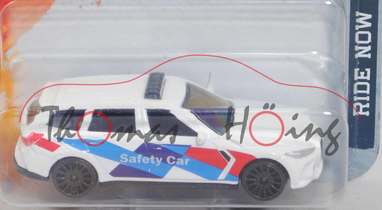 BMW M3 Competition Touring mit M xDrive / BMW M3 Touring MotoGP™ Safety Car (G81, Modell 2022-) (Nr. 257E), weiß, Safety Car, majorette, 1:63, Blister (STREET CARS RIDE NOW)