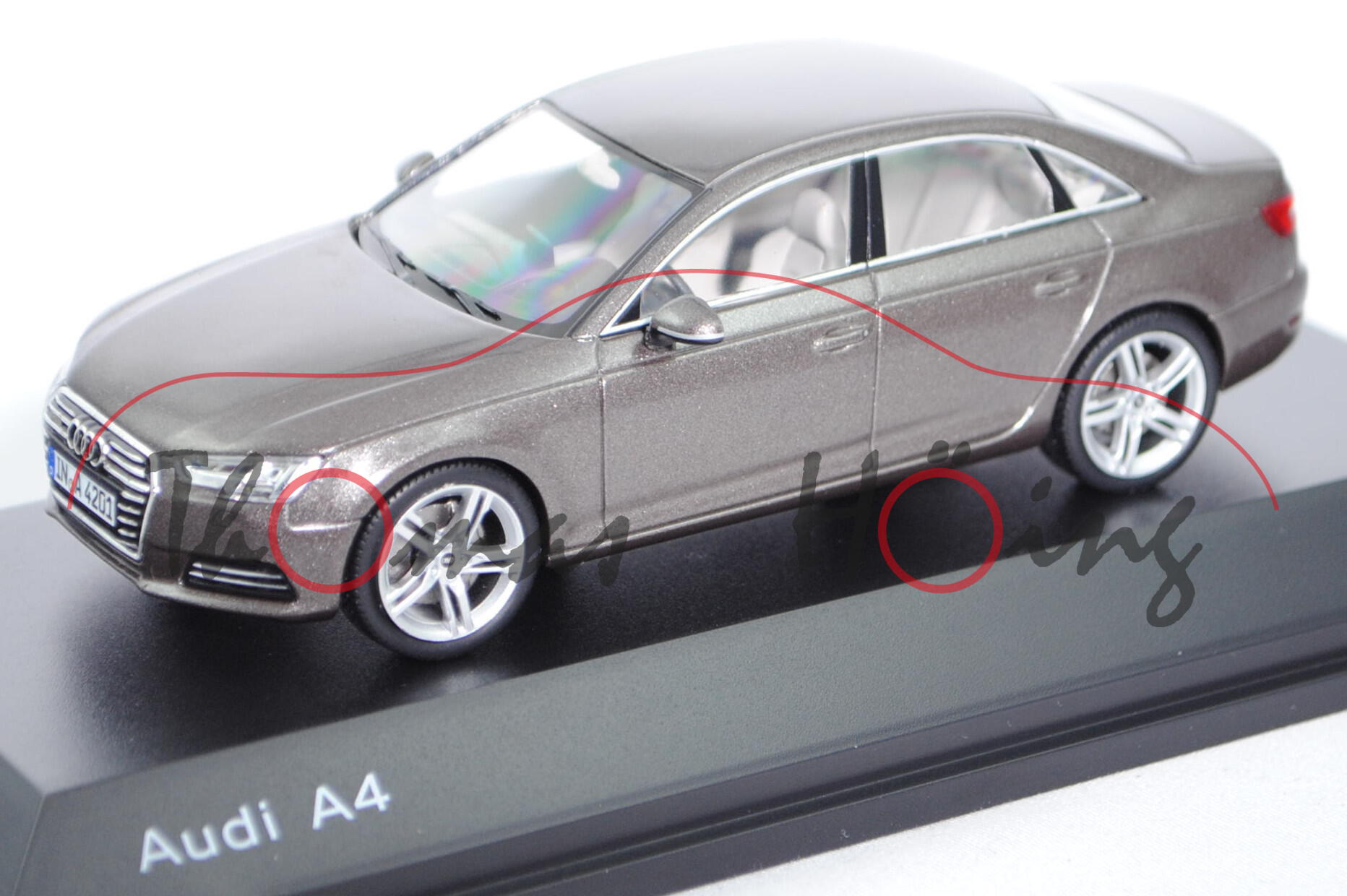 Audi A4 (B9, Typ 8W, Modell 2015-), argusbraun, Minimax, 1:43, Werbeschachtel