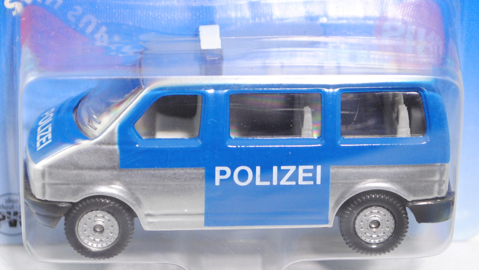 VW T4 facelift Caravelle (Modell 1996-2003) Polizei-Mannschaftswagen, weißaluminiummetallic/verkehrs