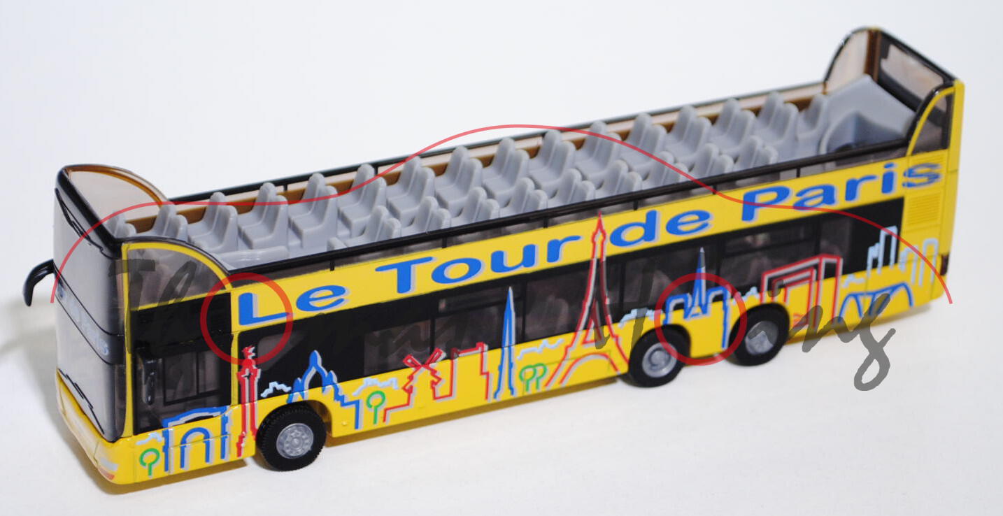 00100 MAN Doppelstock Sightseeing Bus, signalgelb, Le Tour de Paris, 1:87, L17mK, F