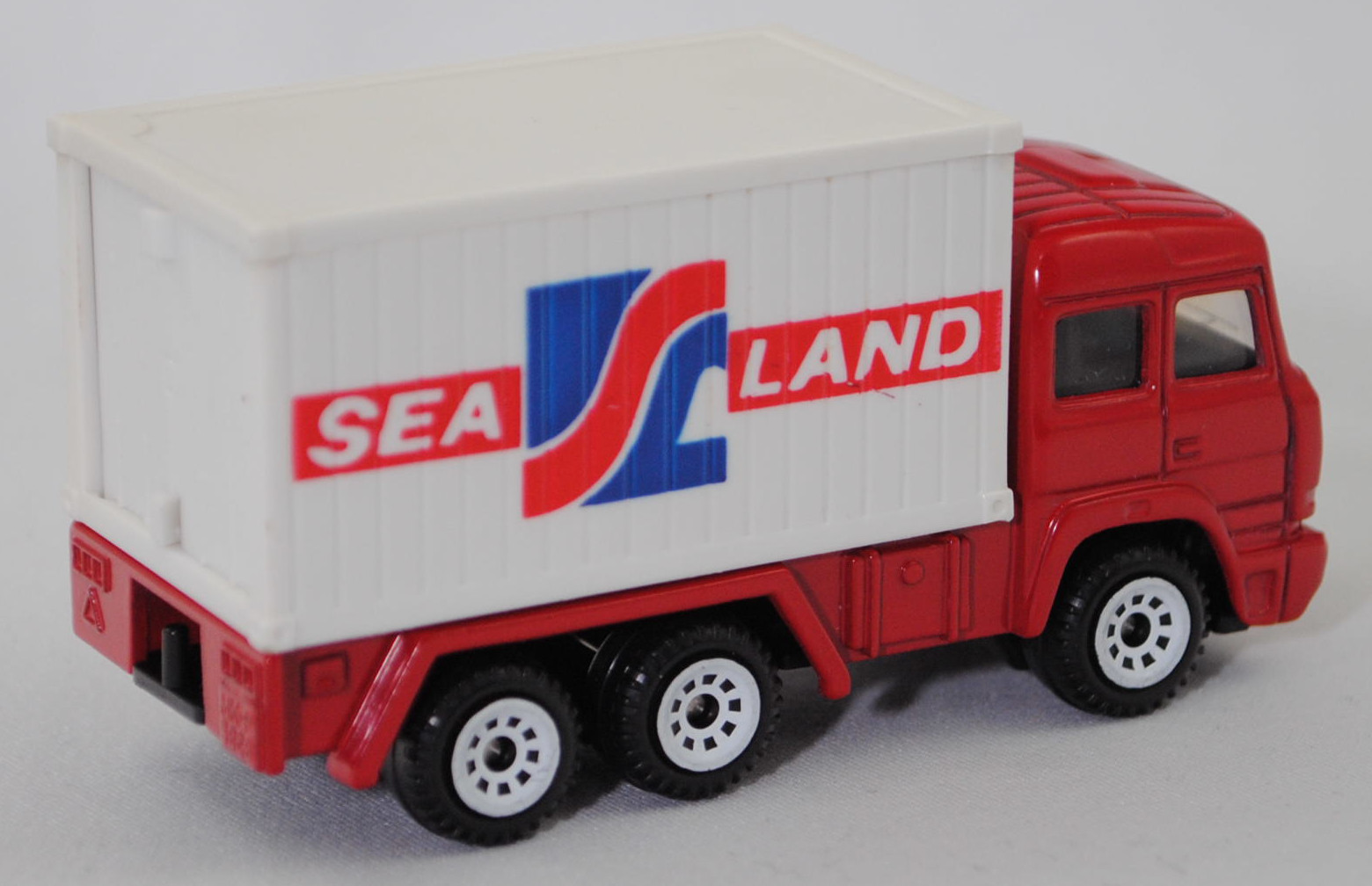 00001 Iveco TurboStar 240-36 6x2 (Modell 1987-1990) Container-Transporter, karminrot, Bpr. 0815 / 0816, C1 reinweiß, 1:86, Container reinweiß, SEA LAND, 1:121, SIKU SUPER, m