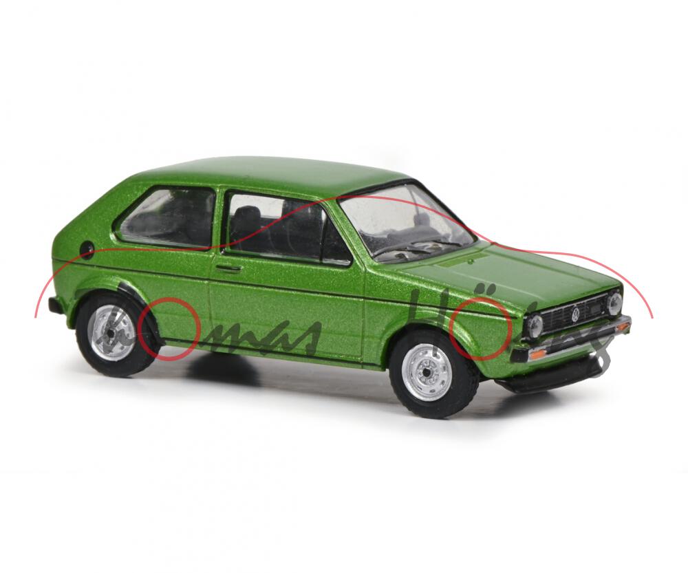 VW Golf I (1. Gen., Typ 17, 3-Türer, Mod. 1976-1978), viperngrün metallic, Nr. 10, Schuco, 1:64, mb