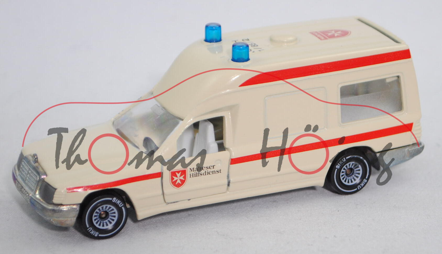 Mercedes-Benz 260 E (Baureihe VF 124 E 26, Modell 1986-1989) Binz-Ambulanz, hellelfenbein, Malteser