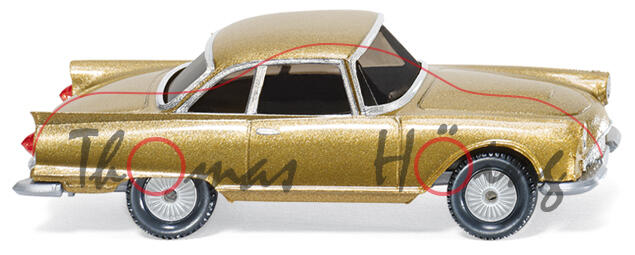 Auto Union 1000 Sp Coupé (Typ 2-türiges Coupé, Modell 1958-1962), goldmetallic, Wiking, 1:87, mb