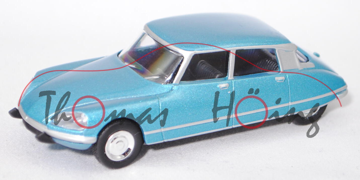 Citroen DS 23 Pallas (2. Gen. D-Modelle, Modell 1972-1975), blaumetallic, Norev SERIE 700, 1:58, mb