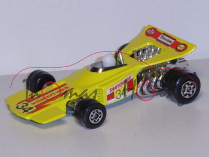 Thunderclap, zinkgelb, MATCHBOX 34 / STP Firestone 20-50, Matchbox Speed Kings, 1:43, mb