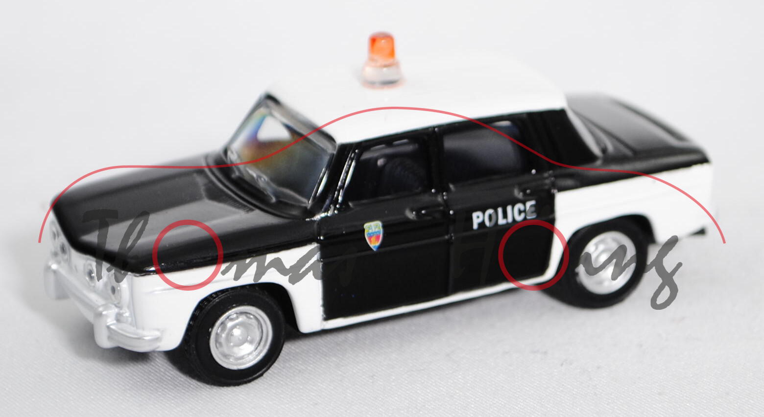 Renault 8 Gordini (Modell 1964-1967, Baujahr 1965) Police, schwarz, Dach und Kotflügel reinweiß, POL