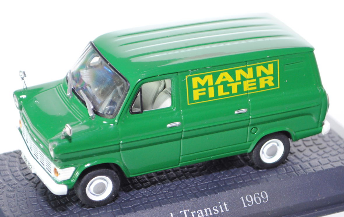 Ford Transit (Typ UK Mk. 1), Baujahr 1969, Modell 1965-1970, signalgrün, MANN / FILTER, Legendäre Nu