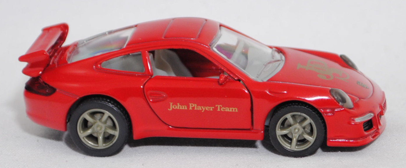 00000 JPS Porsche 911 Carrera S (Typ 997.1 Coupé bzw. 997 MK1 Coupé, Vorfacelift, Modell 2004-2008), dunkel-verkehrsrot, JPS / John Player Team, SIKU SUPER, 1:55, m (Limited)