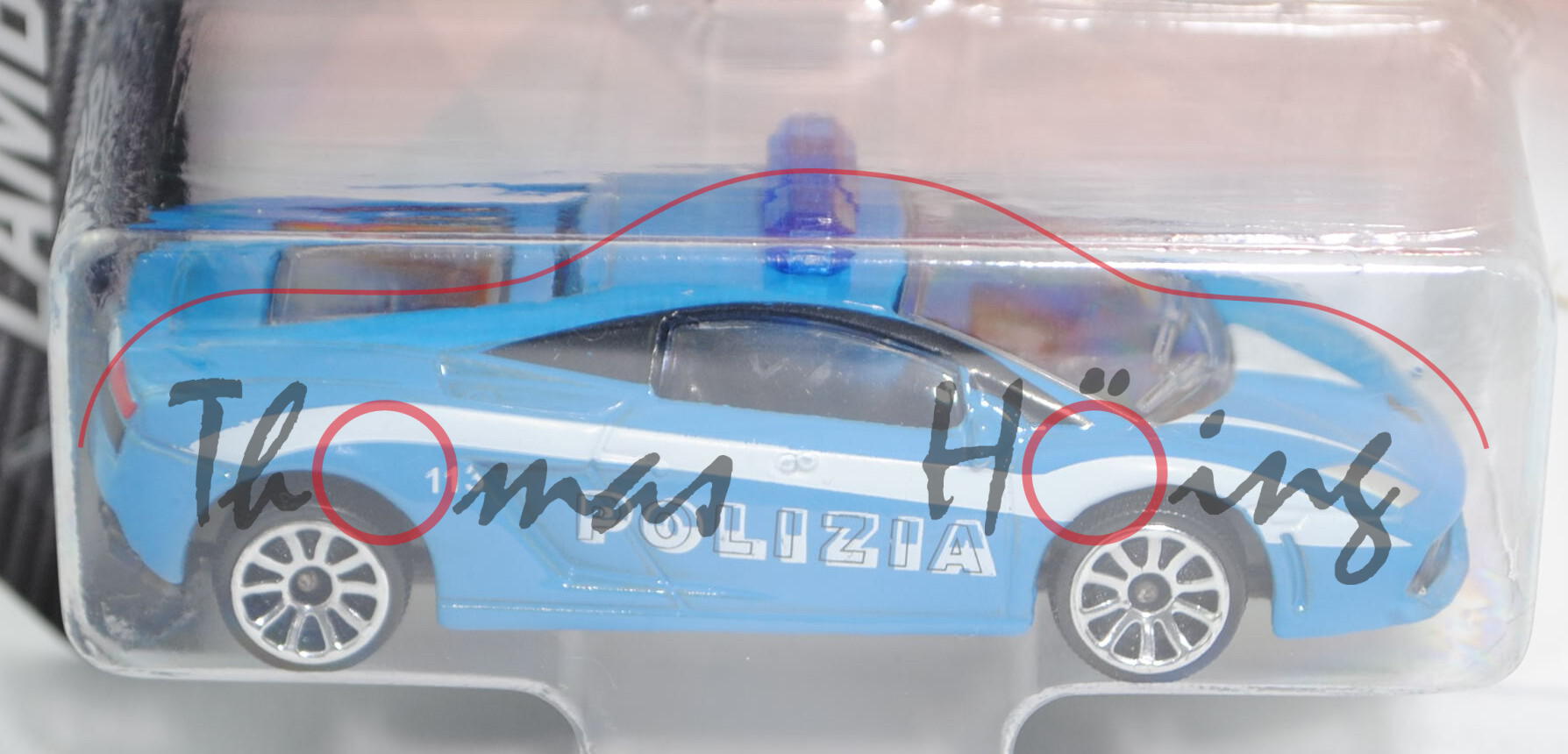 Lamborghini Gallardo LP 560-4 Polizia, blau/weiß, POLIZIA, Modell Nr. 5/6, majorette, Blister