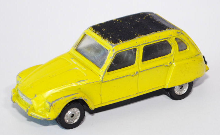 Citroen Dyane, Modell 1967-1984, schwefelgelb, Dach schwarz, Heckklappe zu öffnen, CORGI TOYS, 1:36,