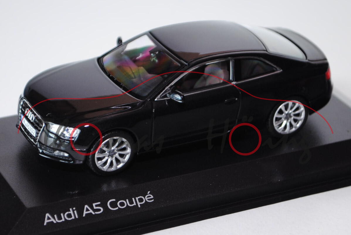 Audi A5 (Typ 8T, AU484, Facelift), Modell 2012-, phantomschwarz, Norev, 1:43, Werbeschachtel