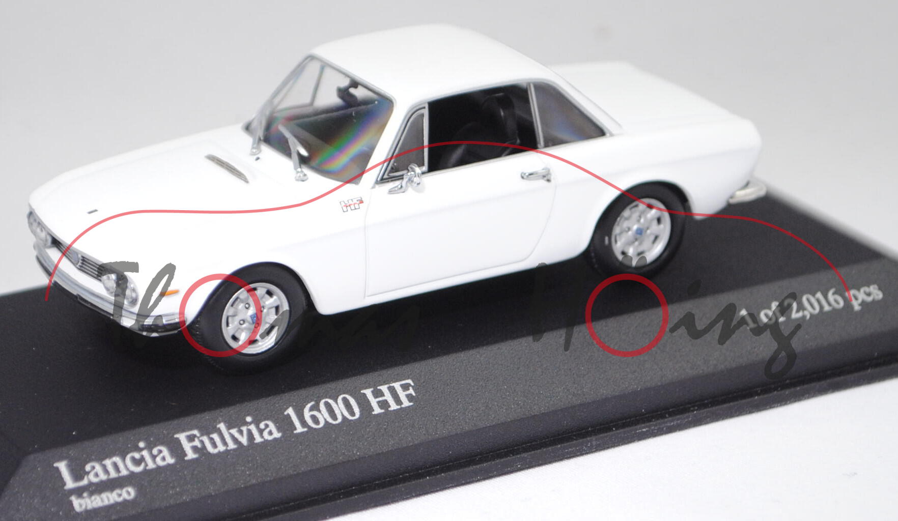 Lancia Fulvia Coupé 1600 HF (2. Serie, Modell 1970-1973), bianco saratoga, Minichamps, 1:43, PC-Box