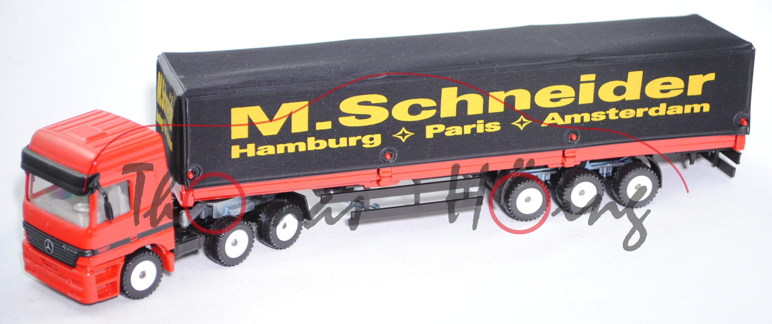 Mercedes-Benz Actros L 1857 (1. Gen., MP1, Mod. 96-02) Sattelzug mit Plane, rot, Schneider, Umbau,