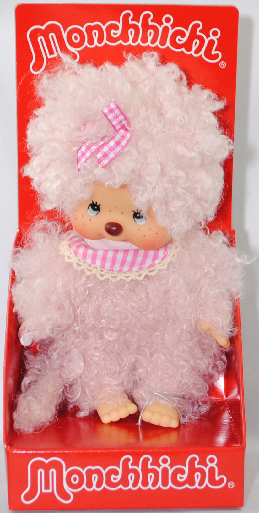 Monchhichi Fluffy Pink Beige Girl (Monchhichi flauschig rosa-beiges Mädchen), 20 cm groß, Sekiguchi (EAN 4905610204229)