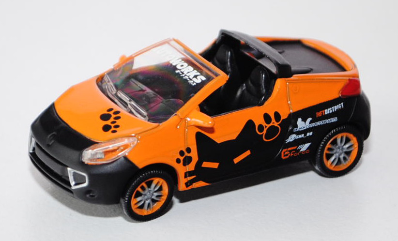 Renault Wind 2010, pastellorange/schwarz, BLACK CAT MOTORPARTS / AUTOWORKS, 1:50, Norev STREET Racer