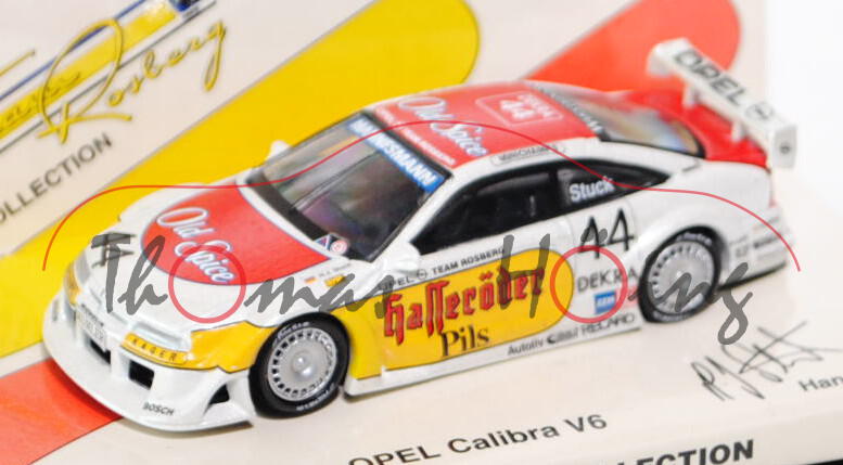 Opel Calibra V6 4x4 (Dreitürer, Coupé), Modell 1993-1996, perlmuttweiß/verkehrsrot/signalgelb, DTM 1