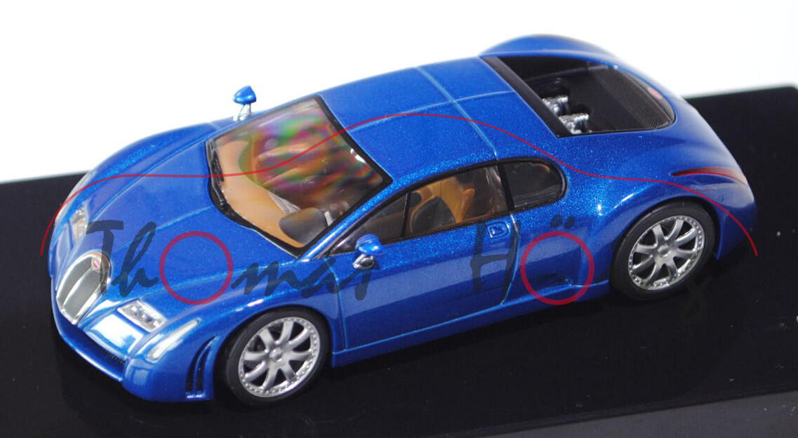 Bugatti EB 18.3 Chiron, Modell 1999, signalblaumetallic, Präsentation: IAA Frankfurt 1999, AUTOart, 