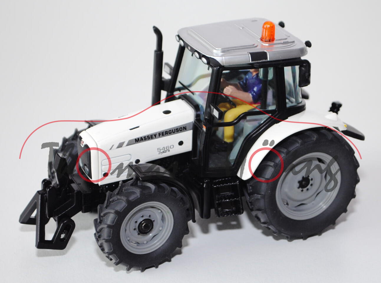 00404 SSC Massey Ferguson MF 5460 Dyna-4 Traktor (Modell 2007-2008), weißaluminiummetallic/cremeweiß