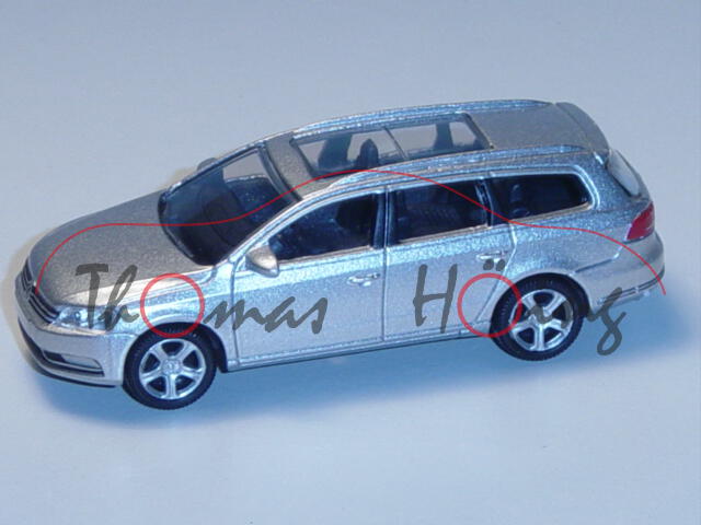 VW Passat Variant (B7, Typ 3C), Modell 2010-, reflexsilber metallic, 1:50, Norev, Werbeschachtel