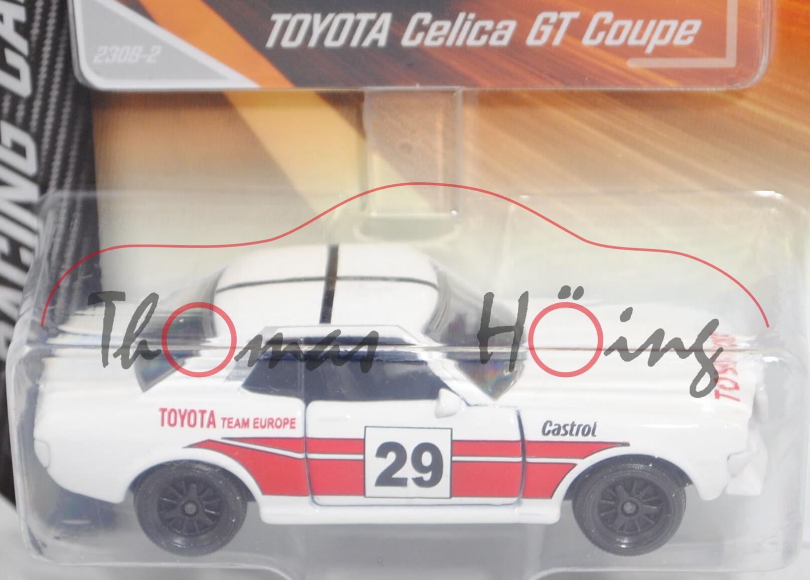 Toyota Celica GT 1600 Gruppe 2 (Mod. 1976-1977) (Nr. 230B-2), weiß, Nr. 29, majorette, 1:56, Blister