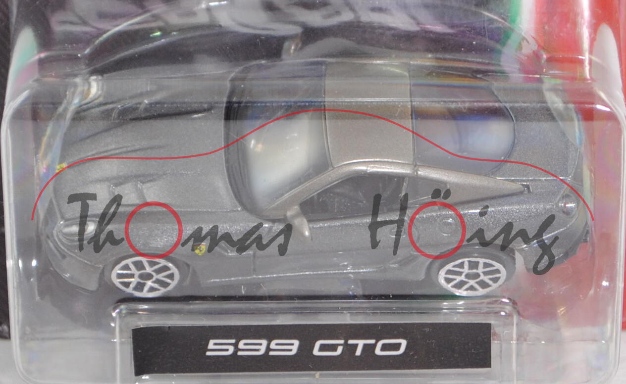 Ferrari 599 GTO (Modell 2010-2012), grigio silverstone, Bburago FERRARI RACE & PLAY, Blister