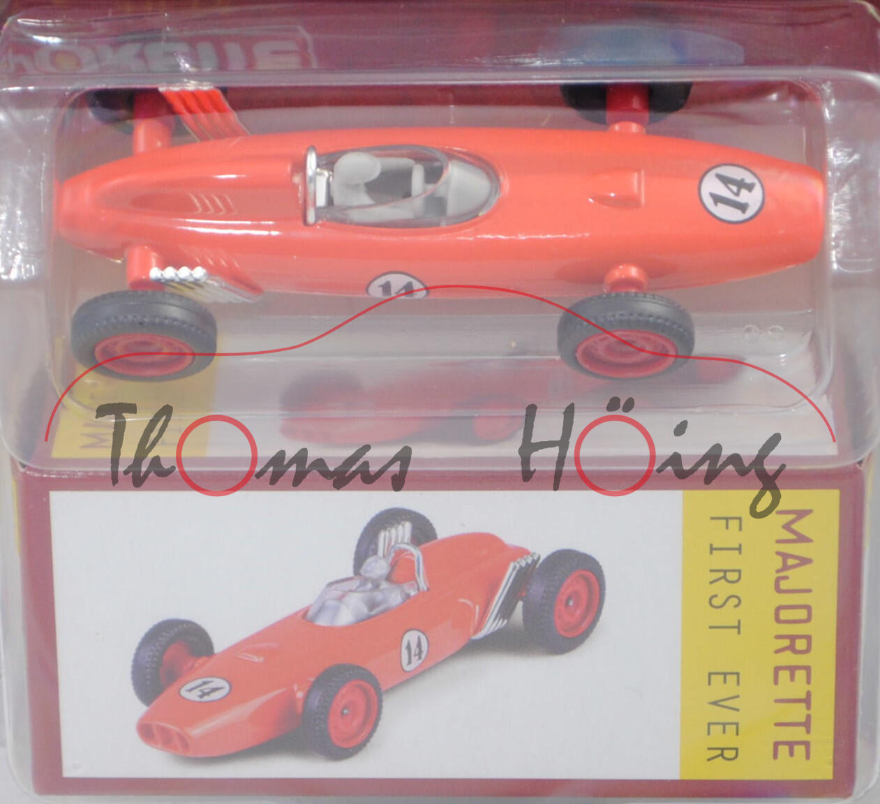 BRM P57 Formel 1 Rennwagen (Mod. 62) (First Ever), hell-blutorange, Nr. 14, majorette, 1:50, Blister