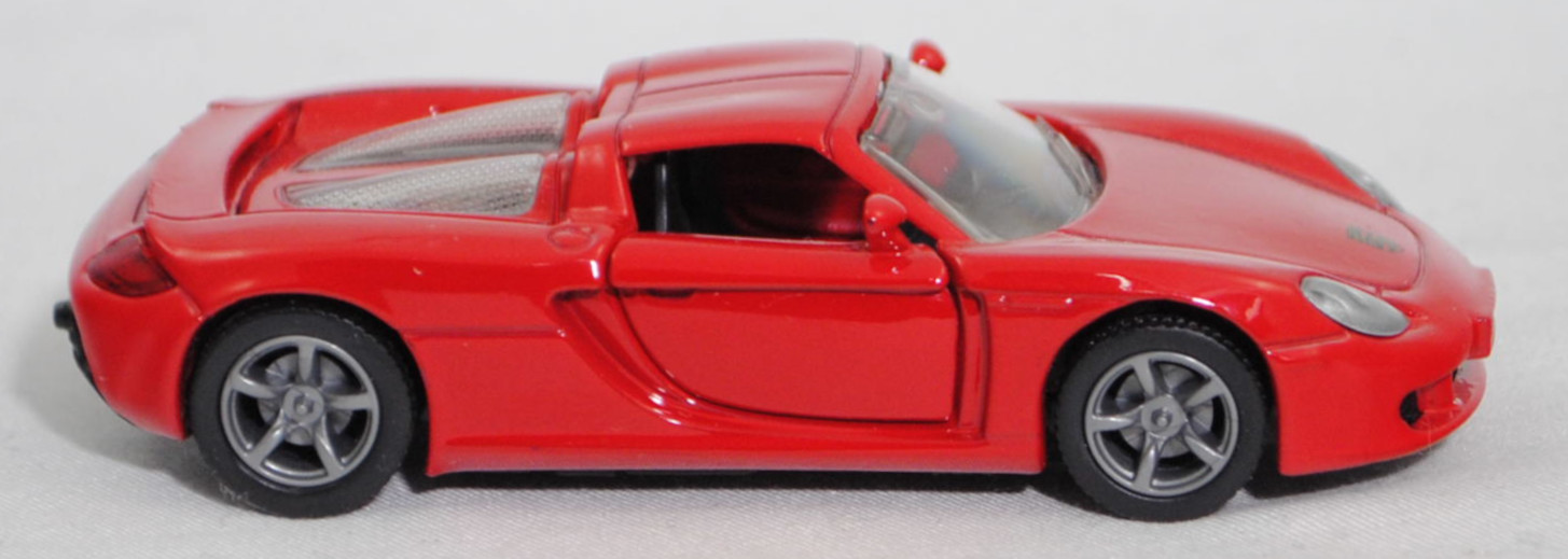 00000 Porsche Carrera GT (interne Baureihenbezeichnung 980, Modell 2003-2006), dunkel-verkehrsrot, Bpr. 1001, B22a / B22b offen silbergrau, SIKU SUPER, 1:55, m-