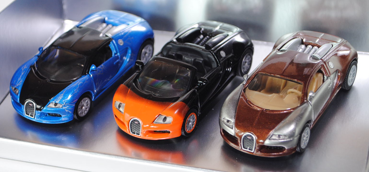 00701 Bugatti-Set 2: EB 16.4 Veyron + EB 16.4 Veyron Grand Sport, Werbeschachtel, Limited Edition