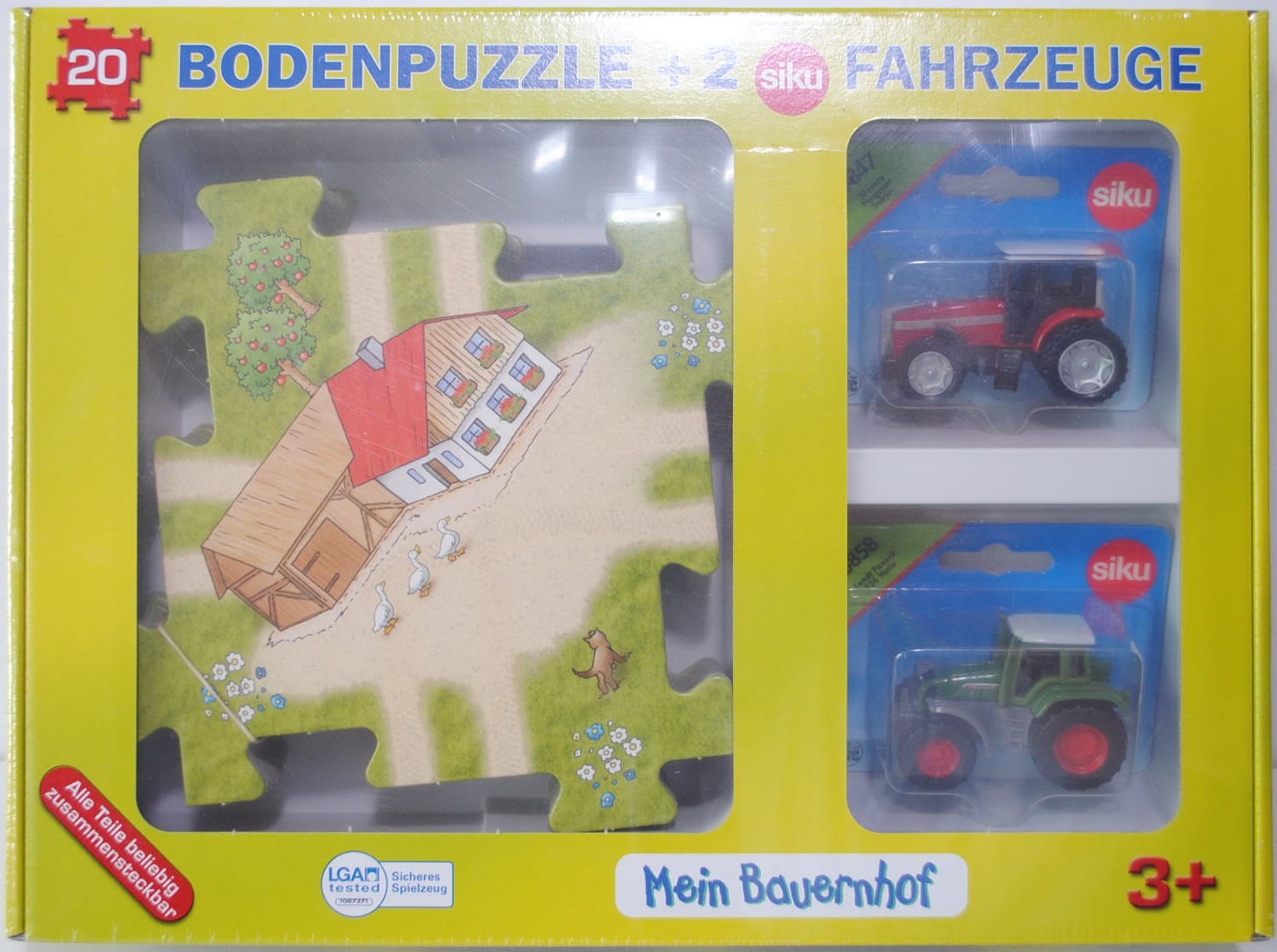 00001 20 teiliges Bodenpuzzle (78 x 63 cm) Bauernhof incl. 2 Siku Modelle (0847 Massey Ferguson 9240