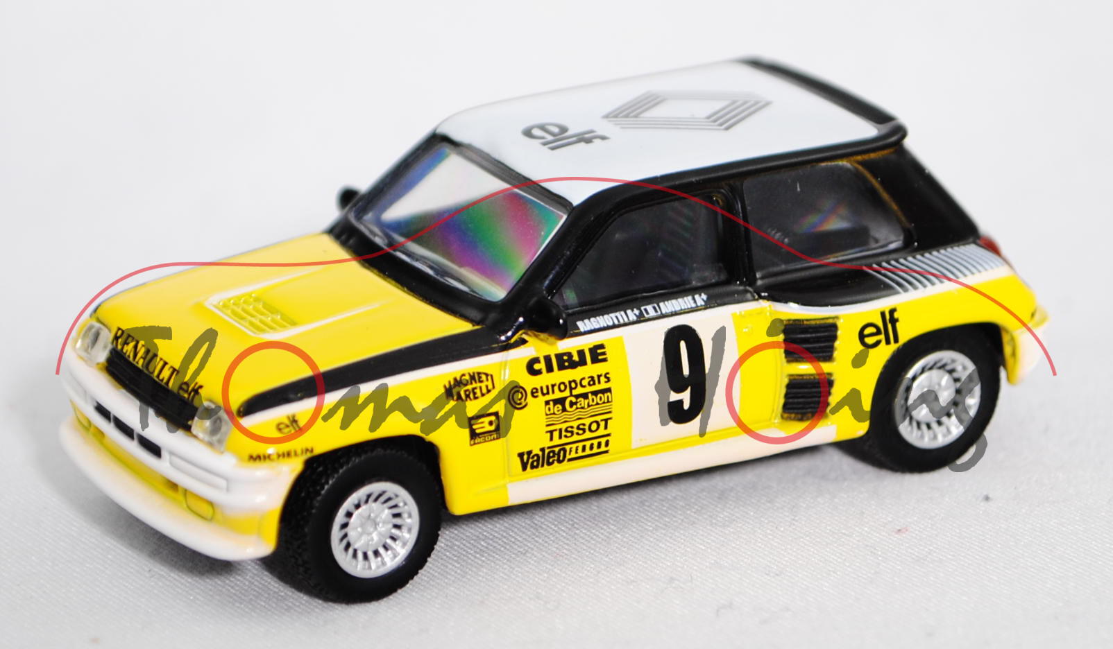 Renault 5 Maxi Turbo Gr. 4 (Modell 1980-1982, Baujahr 1980), reinweiß/zinkgelb/schwarz, Rallye Monte