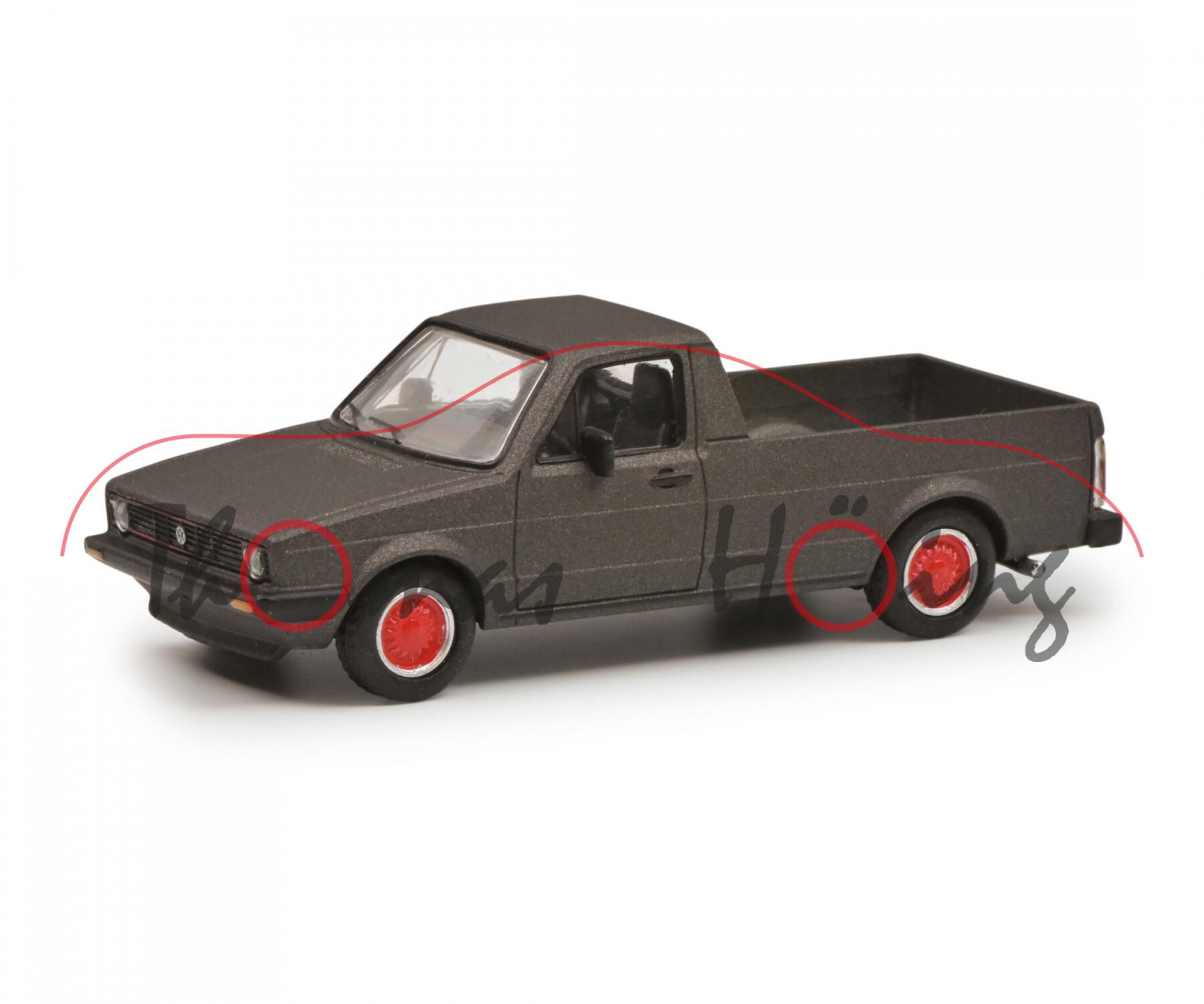 VW Caddy 1.5 / 1.6 / 1.6 D (Typ 14D, Modell 1982-1992), hell-anthrazitgraumetallic, Schuco, 1:64, mb