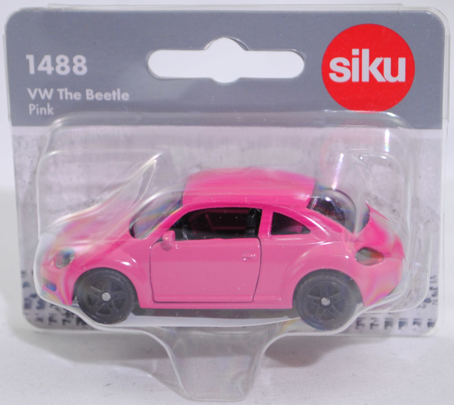 00000 VW The Beetle 1.2 TSI (2. Generation, 5C, Vorfacelift, Modell 2011-2014), dunkel-erikaviolett, Beilage: Aufkleberbogen mit Blumenmuster, SIKU SUPER, 1:55, P29f