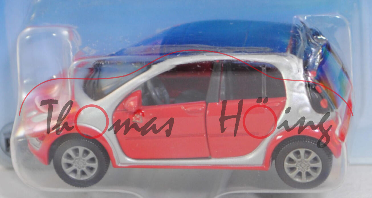 00000 smart forfour 1.5 passion (W 454, Modell 2004-2006), hell-signalrot/weißaluminiummetallic, SIKU SUPER, 1:55, P28b vergilbt