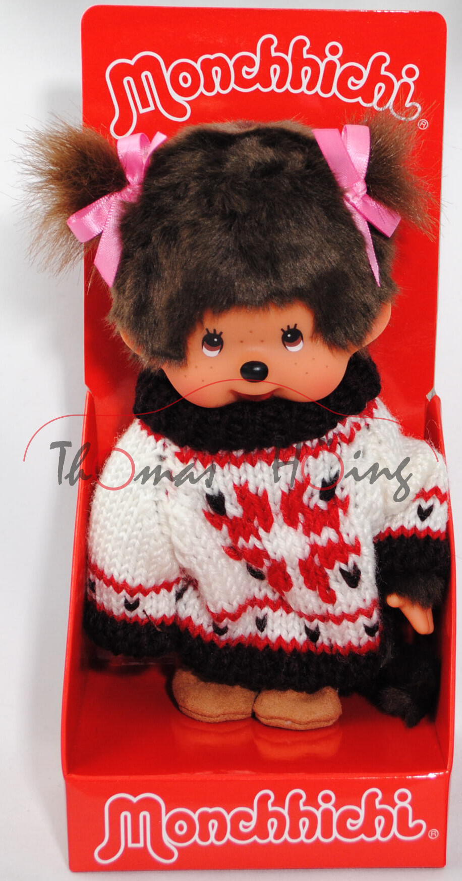 Monchhichi Nordic Sweater & Boots Girl (Mädchen im Winterlook), 20 cm groß, Sekiguchi