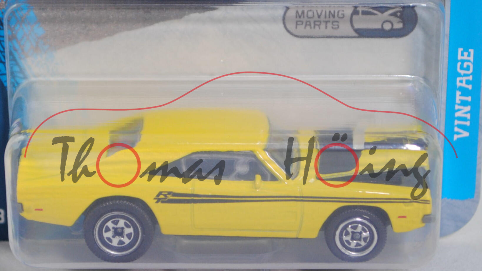 Dodge Charger R/T (2. Generation, R/T = Road & Track für Straße und Rennstrecke, Facelift 1969, Modell 1969-1970) (Nr. 238E), zinkgelb, majorette, 1:66, Blister (VINTAGE)