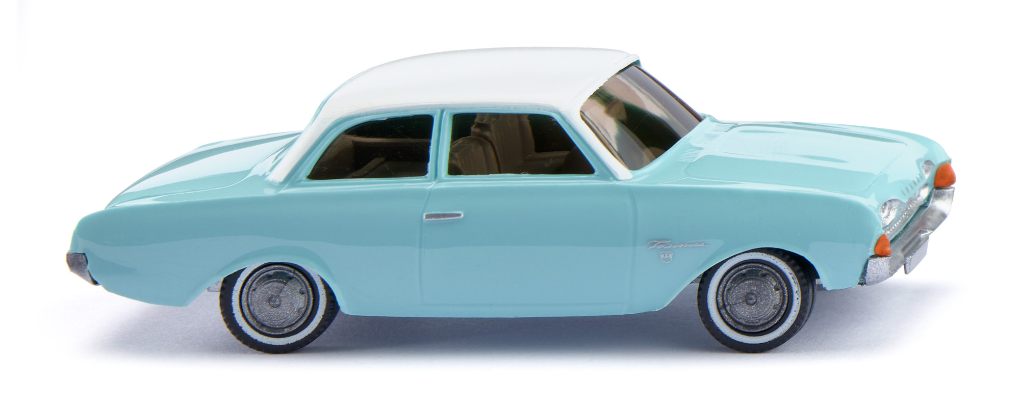 Ford Taunus 17M 2-türig 1500 / 1700 (P3 (oder NPX), Modell 1960-1964), Dach weiß, Karosserie lichtgrün, Wiking, 1:87, mb