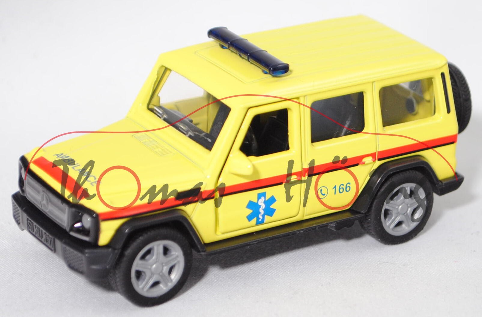 00900 GR Mercedes-Benz G 65 AMG (Mod. 2012-2015) Emergency Car, gelb, C 166, SIKU, 1:50, L17mpK