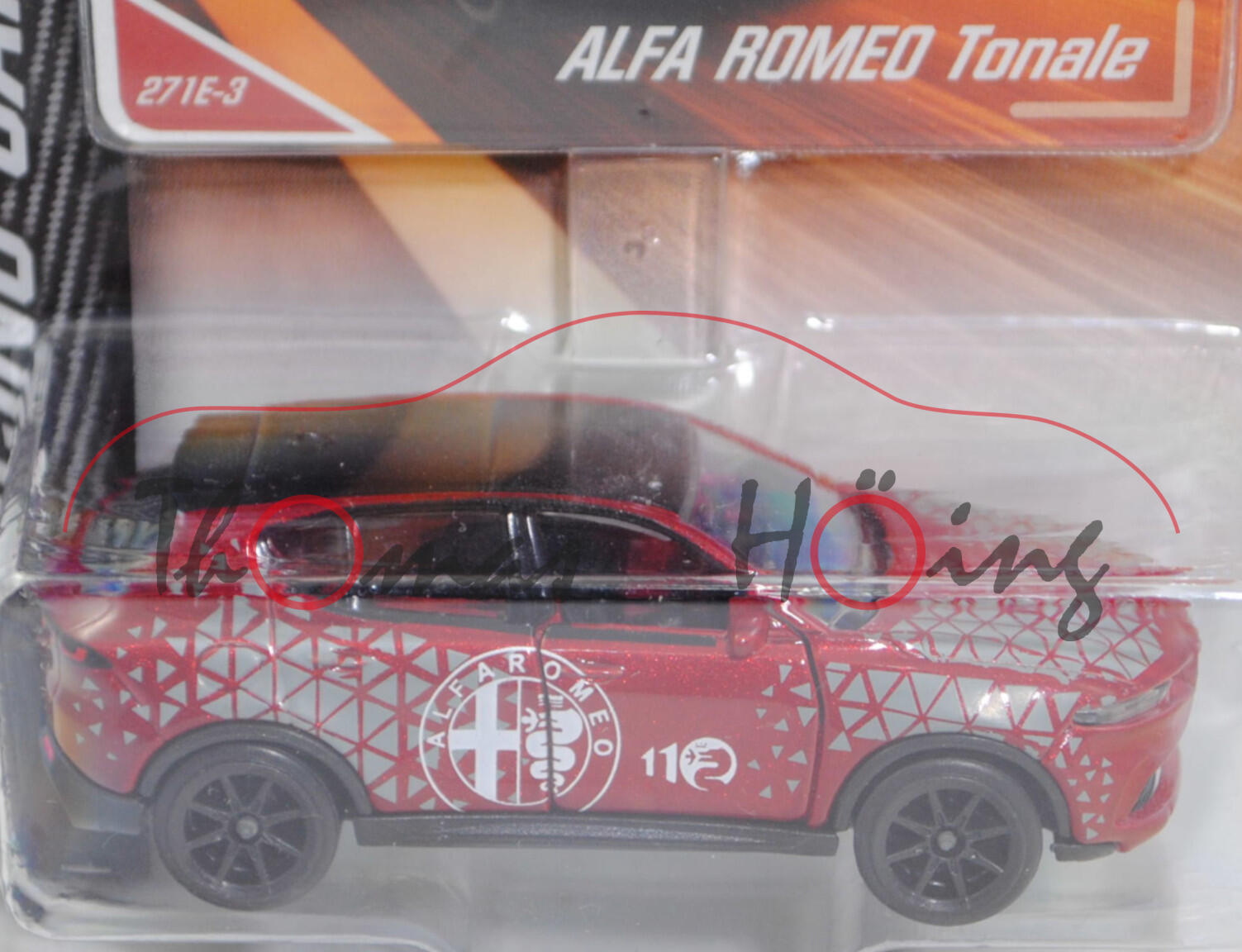 Alfa Romeo Tonale 1.5VGT VELOCE (Typ 965, Modell 2022-), purpurrotmet., Nr. 271E-3, majorette, 1:59, Blister