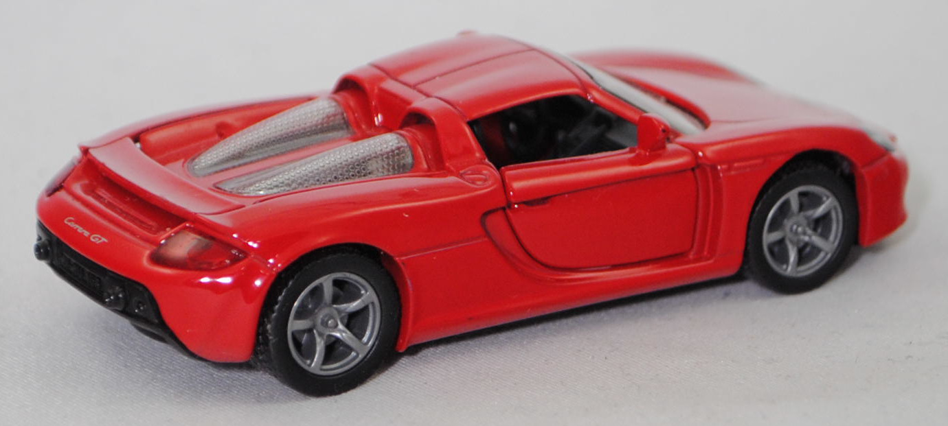 00000 Porsche Carrera GT (interne Baureihenbezeichnung 980, Modell 2003-2006), dunkel-verkehrsrot, Bpr. 1001, B22a / B22b offen silbergrau, SIKU SUPER, 1:55, m-
