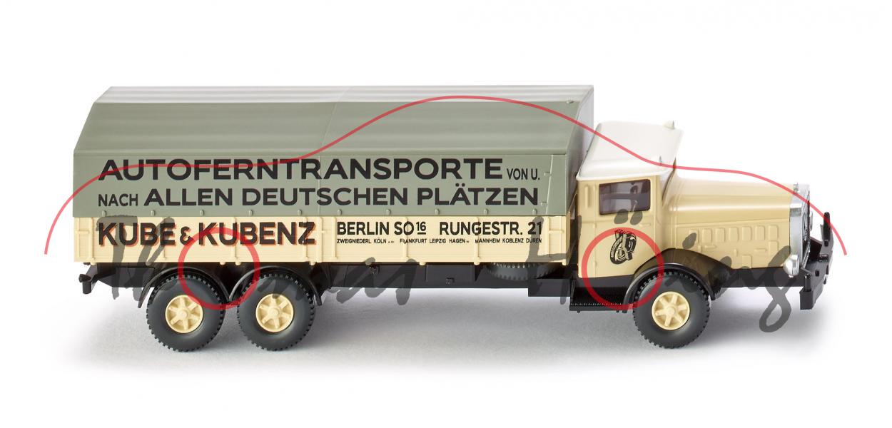 Mercedes-Benz L 10000 (Mod. 1935-1938) Pritschen-LKW, elfenbein, KUBE & KUBENZ, Wiking, 1:87, mb