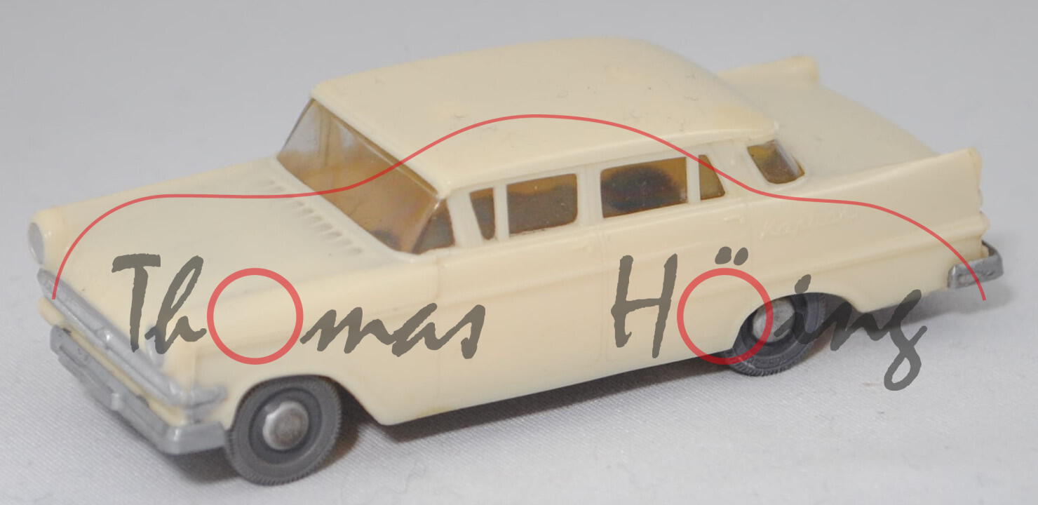 00001 Opel Kapitän P 2,6 (Mod. 59-63), hellelfenbein, Stoßstange vorne rechts weg, Siku Plastik 1:59