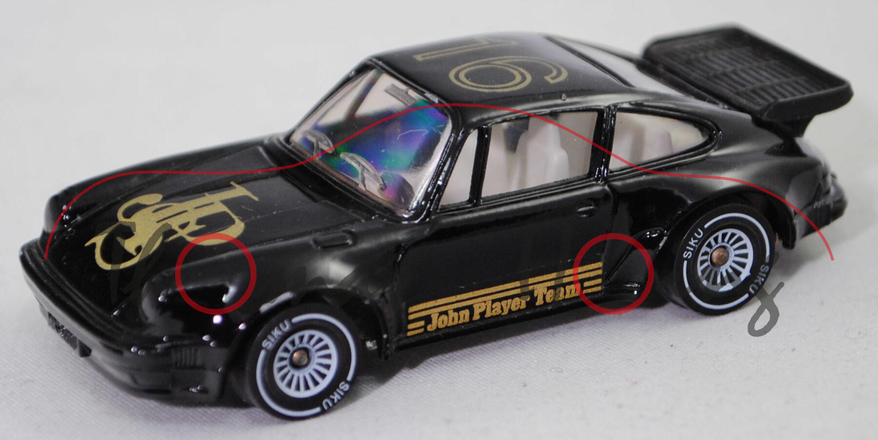 00001 Porsche 911 Turbo 3,3 (G-Modell, Mod. 78-89) Rallye, schwarz, John Player Team / JPS / 16, Bpr. 1059/1067, Verglasung klar, SIKU, 1:54, m-