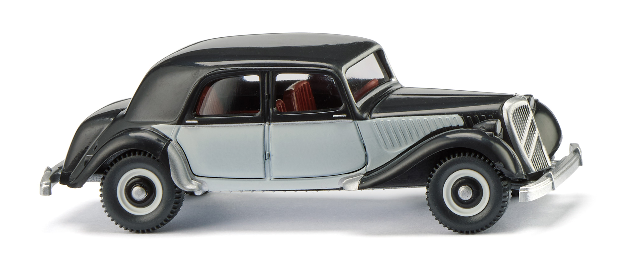 Citroen Traction Avant 15 CV/Six (15/6) D (1. Generation, Baureihe 15/6, Facelift 1952, Modell 1952-1955), schwarz, Türflanken weiß, Wiking, 1:87, mb