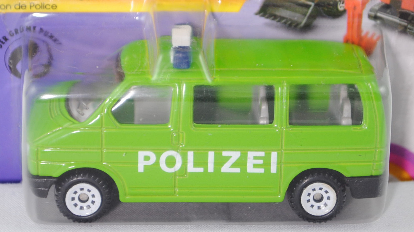 VW T4 Caravelle (Modell 1990-1995) Polizei-Mannschaftswagen, gelbgrün, innen lichtgrau, Lenkrad inte