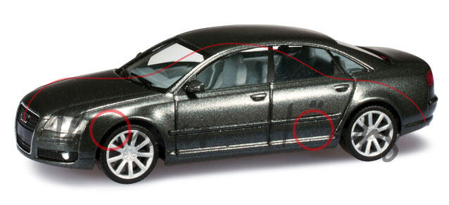 Audi A8 (D4, Typ 4H), Modell 2010-, daytonagraumetallic, Herpa, 1:87, mb